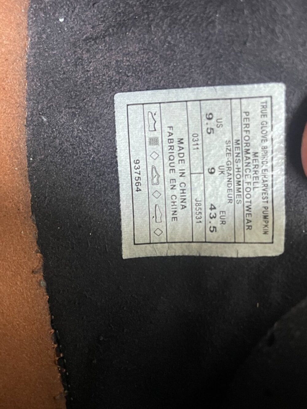 Merrell True Glove Barefoot Brindle and Harvest Pumpkin MENS 9.5 - Picture 5 of 8